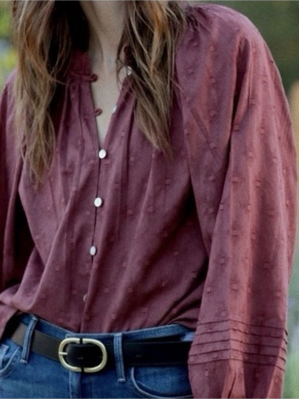 Cleobella Antonia Blouse XS Burgundy Rust Button Down Boho Peasant Top NWT